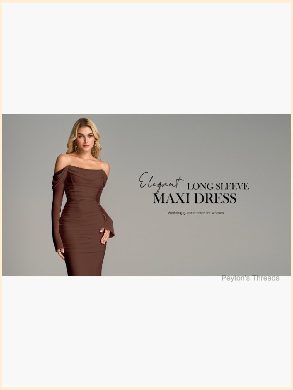 Off Shoulder Long Sleeve Maxi Dress Corset Bodycon Ruched Cocktail Dress - Picture 7 of 7